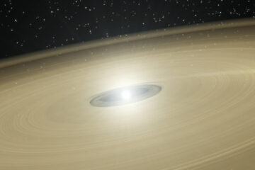 Artist’s impression of a white dwarf and debris disc
